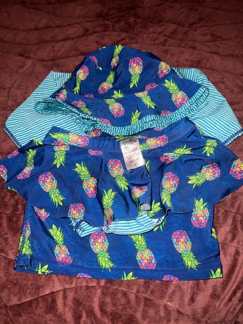 Skin Navy Girls Pineapple Swim Set with Multicolor Fruit Print